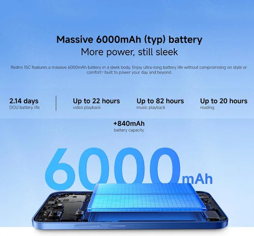 Miniatura 5 de XIAOMI Redmi 15C 4G LTE (compatible con Tmobile Tello Mint & Global) (256 GB + 4 GB) Dual SIM desbloqueado de 6.9 pulgadas, 50 MP, modelo 25078RA3EL