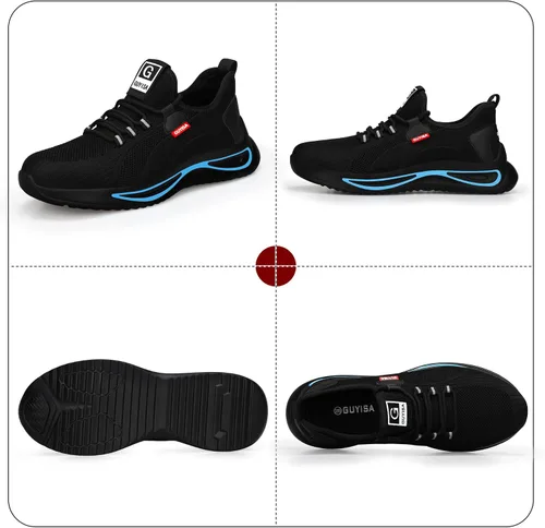 Miniatura 5 de GLANOUDUN Steel Toe Shoes for Men Women,Lightweight Comfortable Safety Shoes for Men Steel Toe Wide,Indestructible Working Shoes for Men Black