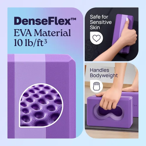 Miniatura 4 de Deep-Zen® Yoga Blocks Wrist Support; Yoga Blocks 2 Pack with Knee Pads and Strap to Put Less Weight on Wrists; Durable, Versatile Yoga Brick Púrpura