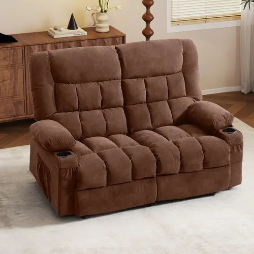 Miniatura 13 de BOSMILLER Sofá reclinable con portavasos para sala de estar, sofá manual de 3 asientos, reclinable con bolsillo lateral