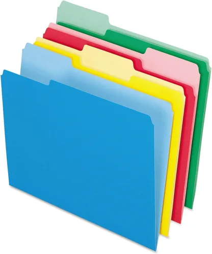 Pendaflex Carpetas de archivos de colores, paquete de 24, tamaño carta (8.5 x 11 pulgadas), 3 pestañas, papel duradero, colores surtidos: azul,