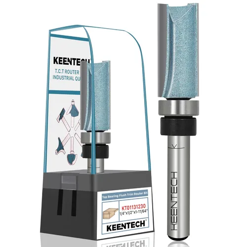 Miniatura 24 de KEENTECH Brocas de enrutador de 1/2 pulgada, broca de enrutador de ajuste empotrado, broca de patrón con punta de carburo de rodamiento superior