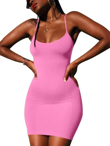 Miniatura 3 de LCNBA Sexy Spaghetti Strap Tank Dress Basic Backless Bodycon Club Party Mini Dress