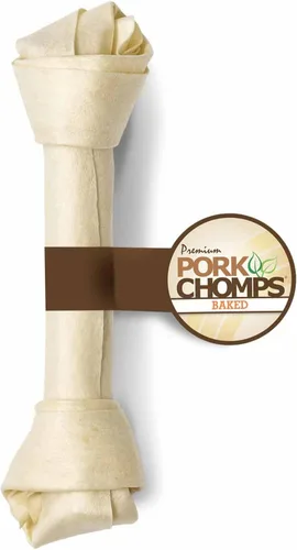 Pork Chomps Masticable para perros de piel de cerdo al horno, nudo de 11 pulgadas, 1 unidad