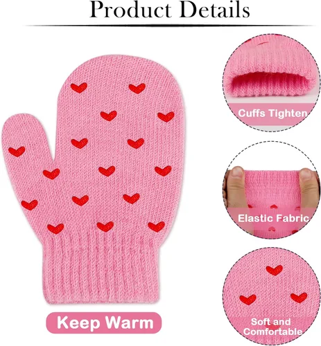 Miniatura 2 de ONESING 5 pares de guantes de invierno negros para bebés y niñas - Guantes cálidos para recién nacidos