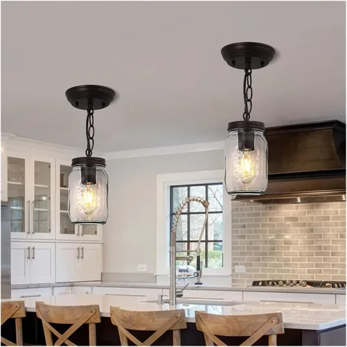 Retro Industrial Style Led Chandelier Glass Modern Ceiling Lamp Pendant Lighting Indoor Fixture American Aisle Entrance Lamparas,for Dinning Room