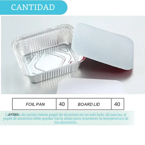 Miniatura 2 de Sartenes de aluminio pequeños de 1 libra con tapas (paquete de 40 – 5 x 4 pulgadas), utensilios de cocina desechables – tapas de cartón