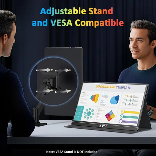 Miniatura 7 de KYY Monitor portátil 4K para laptop, extensor de pantalla de computadora de 15.6 pulgadas, UHD 3840 x 2160, 100% sRGB, 400 nits, monitor de viaje