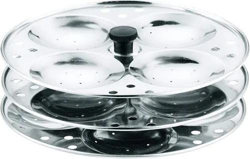 Vinod Soporte Idli de acero inoxidable adecuado para cocina india - Soporte de 3 niveles - Hace hasta 12 Idlis - Resistente al polvo - Platos
