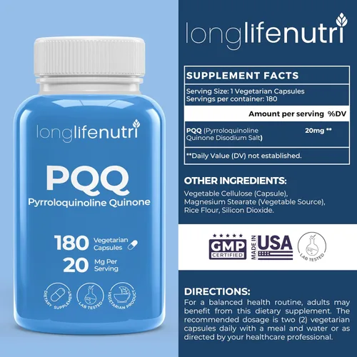 Miniatura 3 de LongLifeNutri Palmitoiletanolamida (guisante) 400 mg + paquete PQQ de 20 mg – 120 + 180 cápsulas vegetarianas, suministro para 4-6 meses, manejo