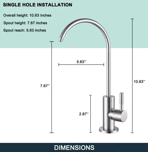 Miniatura 8 de ESOW Grifo de filtro de agua de cocina, grifo de agua potable 100% sin plomo, se adapta a la mayoría de unidades de ósmosis inversa o sistema