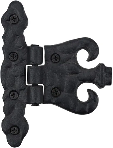 Miniatura 5 de Renovators Supply Manufacturing Paquete de 2 bisagras de puerta de gabinete con herrajes de 4.5 pulgadas, bisagra de hierro forjado negro resistente