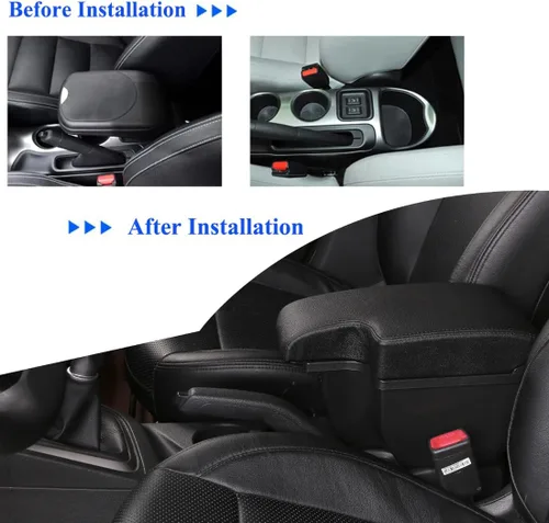 Miniatura 3 de para Nissan Juke Caja de Apoyabrazos de Consola de Doble Capa con Almacenamiento y 3 Puertos USB Todo negro