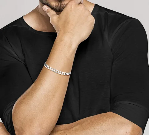 Miniatura 3 de Miabella Pulsera de plata de ley 925 italiana de 0.276 in de corte de diamante sólido de eslabones cubanos para hombres y mujeres, fabricada