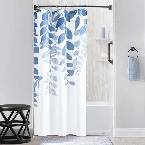 Miniatura 9 de BOODII Cortinas de ducha negras de 36 x 72 pulgadas, cortina de ducha de eucalipto de primavera para baño, cortina de baño con textura de flameado