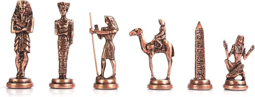 Miniatura 4 de Figuras de cobre antiguo del faraón egipcio, juego de ajedrez de metal para adultos, piezas hechas a mano y tablero de ajedrez de madera maciza