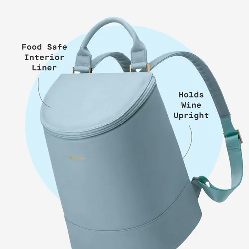 Miniatura 5 de Corkcicle EOLA Mochila enfriadora, bolsa aislante impermeable y a prueba de fugas, perfecta para vino, cerveza y bolsas de hielo Verde mar