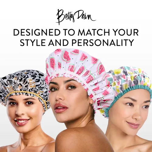 Miniatura 7 de Gorro de baño y ducha reutilizable forrado, gorro de ducha impermeable de gran tamaño, diseñado para todas las longitudes de cabello con forro