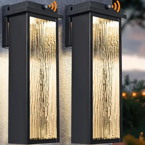 Miniatura 13 de VenzBlomia Lámpara de pared exterior de 16" en negro del atardecer al amanecer LED, lámpara de iluminación exterior grande, lámpara de pared montada