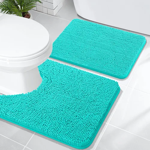 Miniatura 43 de OLANLY Juego de alfombras de baño de 2 piezas, alfombras de baño de chenilla suave y absorbente y alfombra de contorno en forma de U para inodoro