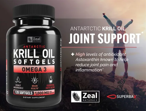Miniatura 6 de Aceite de krill antártico de 1000 mg (120 cápsulas blandas) Suplemento de aceite de pescado Omega 3 con EPA, DHA y astaxantina, para apoyo
