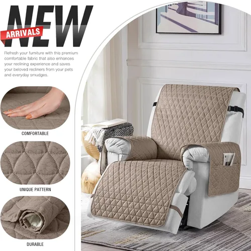 Miniatura 5 de TAOCOCO Funda reclinable 100 % impermeable, funda para sillón reclinable con gránulo antideslizante, fundas para sillas reclinables con banda Gris