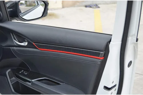 Miniatura 5 de LEXLEY 4 piezas de decoración de panel de puerta, cubierta de moldura de puerta interior, ABS, estilo fibra de carbono, accesorios para Honda Civic