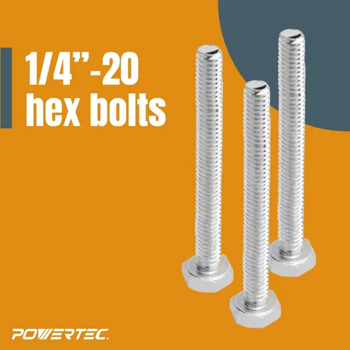 Miniatura 3 de POWERTEC Kit de perilla de pista en T 71070V con perilla de 5 estrellas, pernos roscados y arandelas 1/4-20, juego de 12 piezas, pernos de ranura