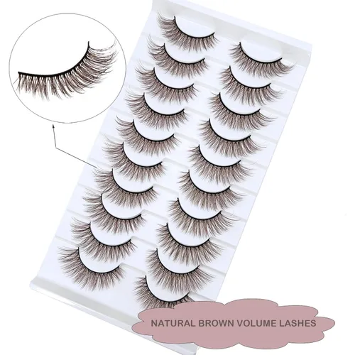 Miniatura 7 de Pestañas marrones, pestañas postizas de ojo de gato, pestañas postizas de visón esponjosas, dramáticas, de color marrón oscuro, pestañas postizas