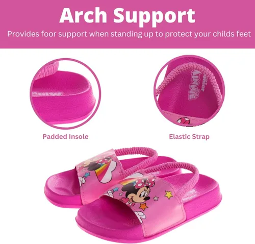 Miniatura 3 de Disney Minnie Mouse, Encanto, Mickey, Lightning McQueen, Frozen Elsa Anna Girl - Sandalias de verano para niños con correa trasera para la playa
