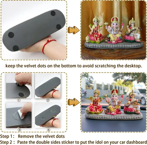 Miniatura 3 de India Laxmi Ganesh Saraswati Estatua – 3.9 pulgadas de alto Dios indio Lakshmi Ganesha Saraswati Estatuilla de ídolo hindú Diwali Regalos Diwali