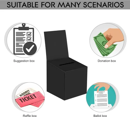 Miniatura 4 de 24 paquetes de cajas de sorteo, caja de votación, caja de sugerencias con ranura, 15.24 x 15.24 x 15.24 cm, cajas de cartón para sorteos con ranura
