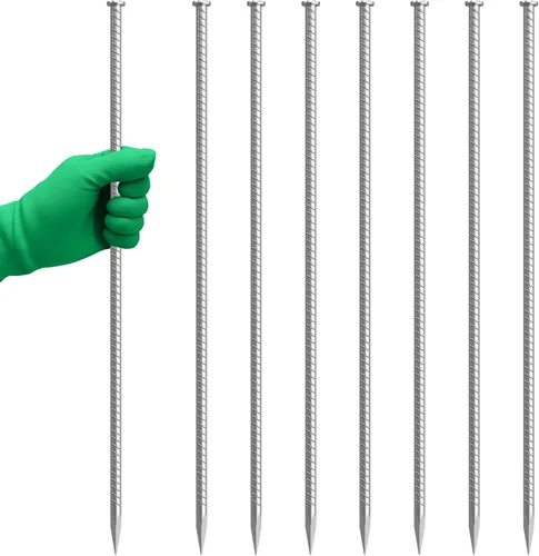 Miniatura 11 de VVOKGO - Juego de estacas de refuerzo de 24 pulgadas, estacas de forma recta para concreto, resistentes (8 piezas), estacas de acero de metal