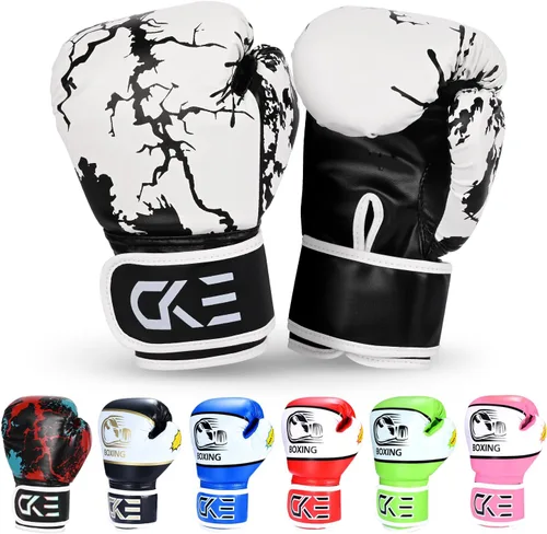 Miniatura 8 de CKE Guantes de boxeo para niños y niñas, jóvenes de 5 a 12 años, guantes de boxeo de entrenamiento para saco de boxeo, kickboxing, muay thai Azul