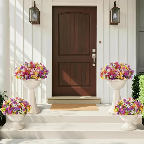 Miniatura 2 de Lifewit Flores artificiales para interiores y exteriores, 24 paquetes de flores falsas de plástico con hojas de eucalipto para decoración del jardín