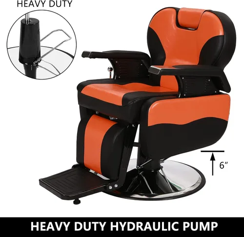 Miniatura 4 de Winado Silla de peluquería reclinable resistente, giratoria de 360° y altura ajustable y soporta hasta 440 libras, para peluquería y salón