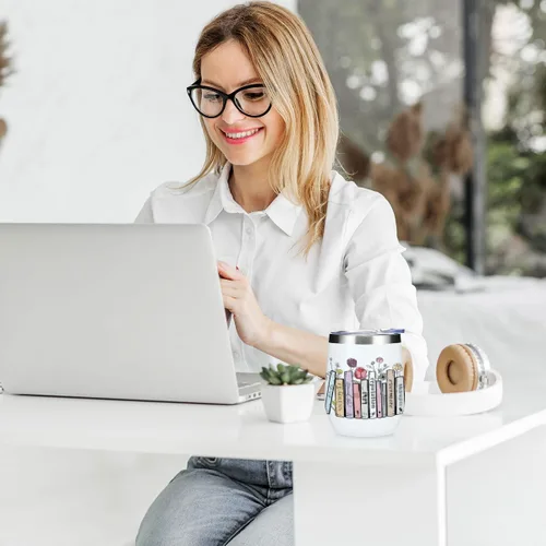 Miniatura 4 de Vaso inspirado en decoración de libros, regalos para amantes de los libros, taza de café con tapa para mujeres, mamá, niñas, hermana, amistad