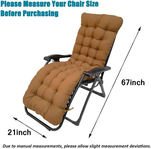 Miniatura 2 de BOOMSHY Cojines para silla de sol, cojín de tumbona de 67 pulgadas, colchón con respaldo antideslizante y funda elástica para jardín, exterior, Café