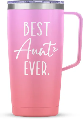 SANDJEST Mejor Taza para Tía Taza de Tía con Asa 20oz Acero Inoxidable Taza de Café Aislada para Viaje Regalos para Tías de Sobrina Sobrino Regalo