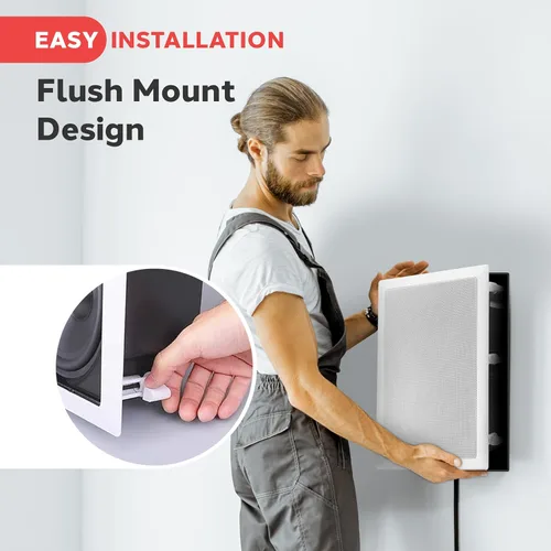 Miniatura 5 de Pyle Altavoz Empotrado de Montaje en Techo y Pared - Sistema de Altavoces Estéreo de 400 Vatios para Pared/Techo de 8 Pulgadas de Rango Completo