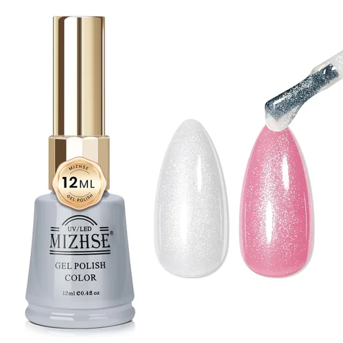 Miniatura 9 de MIZHSE Esmalte de uñas de gel con brillantina, esmalte de uñas de gel plateado brillante con diamantes, esmalte de gel reflectante con purpurina