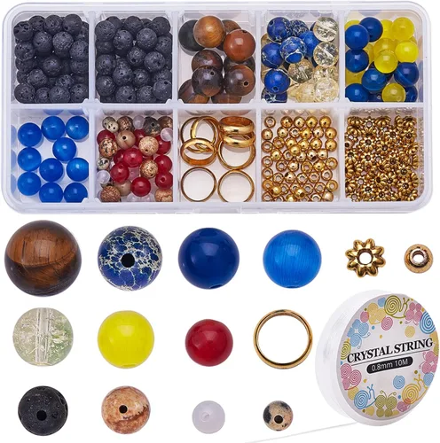 Miniatura 9 de SUNNYCLUE 1 caja de cuentas de planeta del sistema solar, cuentas de piedras preciosas naturales de 0.236 pulgadas a granel, kit de fabricación