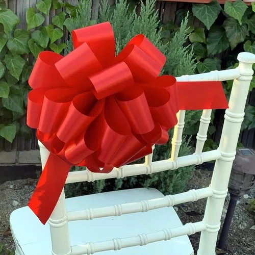 Miniatura 6 de Cinta roja grande para moños para regalos de Navidad – 9" de ancho, conjunto de 6, ABCD, Rojo, 6