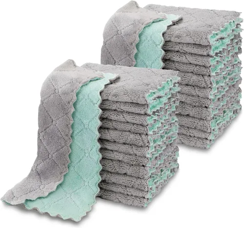 Miniatura 8 de AIDEA Toallas de cocina, paquete de 12 paños absorbentes de forro polar coral, sin olor, reutilizables, paños de limpieza de microfibra, paños