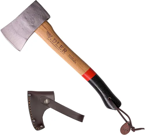 Miniatura 9 de Adler Rheinland - Hacha de camping con funda de cuero, forjado alemán, mango de nogal de 14 pulgadas, hacha compacta para senderismo, bushcraft