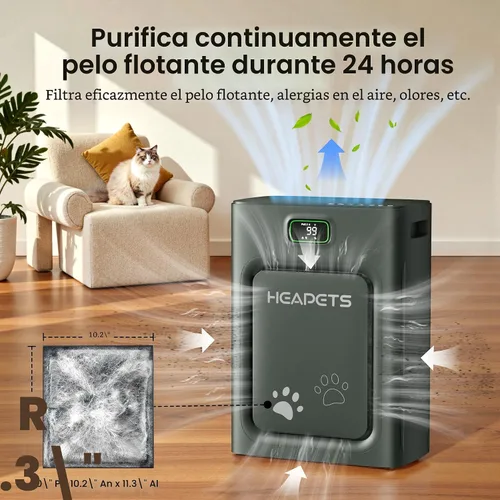 Miniatura 3 de Purificador de aire para mascotas para el hogar, habitación grande, 2500 pies cuadrados, filtro lavable HEPA H13 de doble cara, filtro de aire