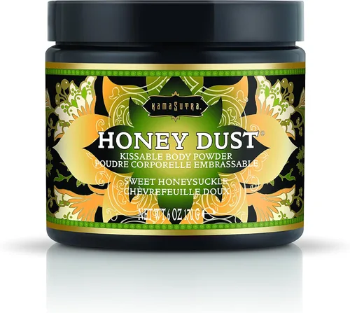 KAMA SUTRA Honey Dust Madreselva Dulce 6 oz/170 g - Polvo Corporal Besable con Pluma Cosquilleadora/Aplicador - Absorbe la Humedad para una