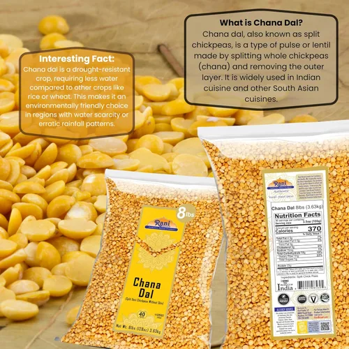 Miniatura 4 de Rani Chana Dal (garbanzos desi sin piel), lentejas indias, 128 onzas (8 libras) 8.0 lbs, a granel ~ todo natural, apto para gluten, sin OMG, vegano
