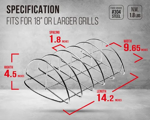 Miniatura 2 de Rejillas para costillas de barbacoa para ahumar, Classic Joe, accesorios de estante expansor de parrilla BGE - Optimiza el espacio de la parrilla