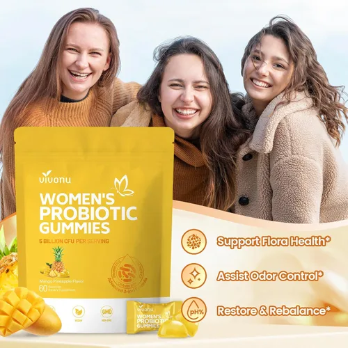 Miniatura 4 de VivoNu Gomitas de Piña para Mujeres Ph, Gomitas de Probióticos para Mujeres, Gomita de Equilibrio Femenino, Gomitas de Probióticos de Mango y Piña